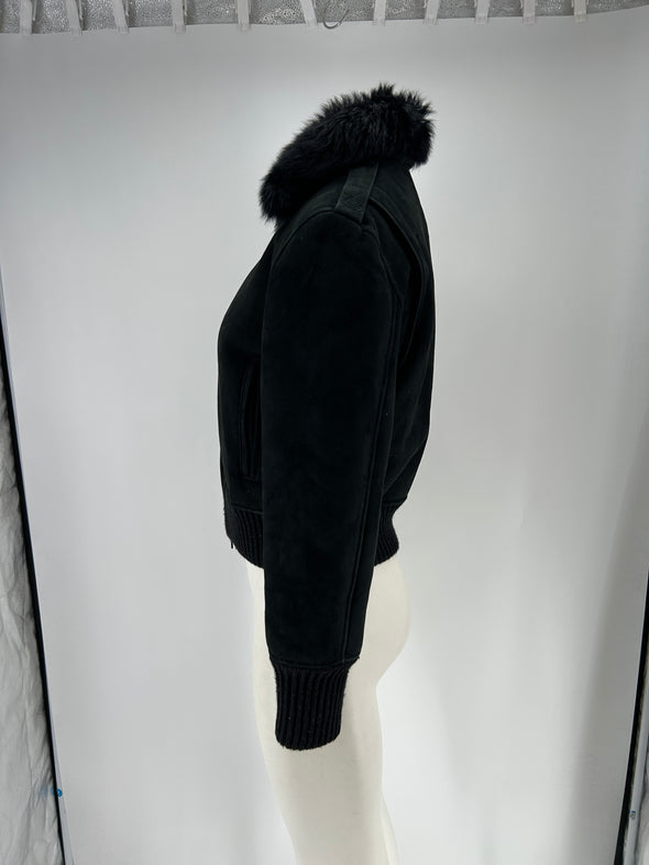 Veste cuir et fourrure