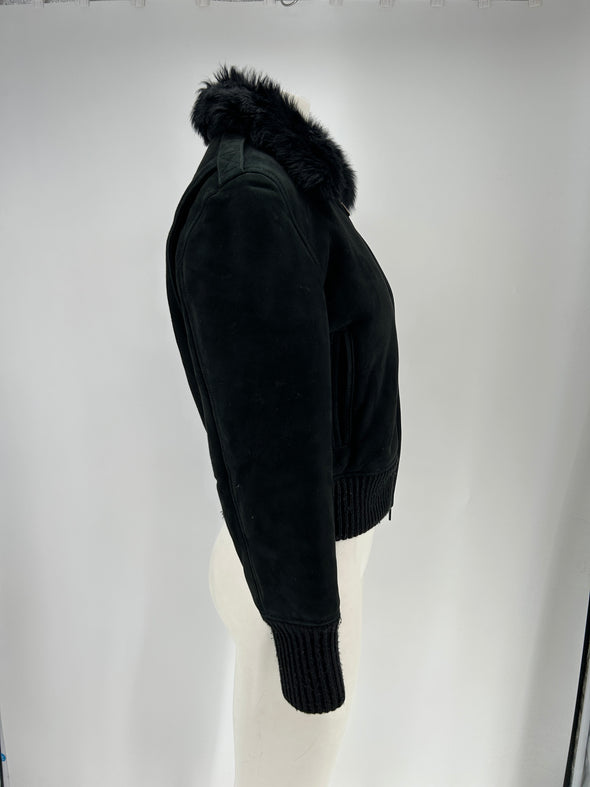 Veste cuir et fourrure