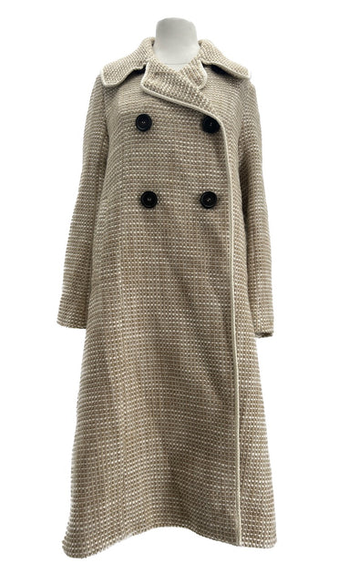 Manteau long chiné beige