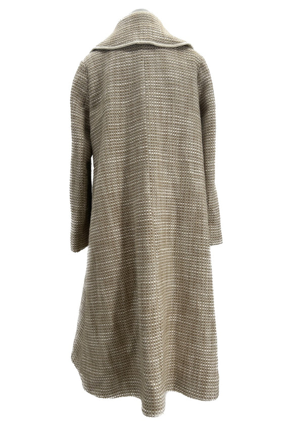 Manteau long chiné beige