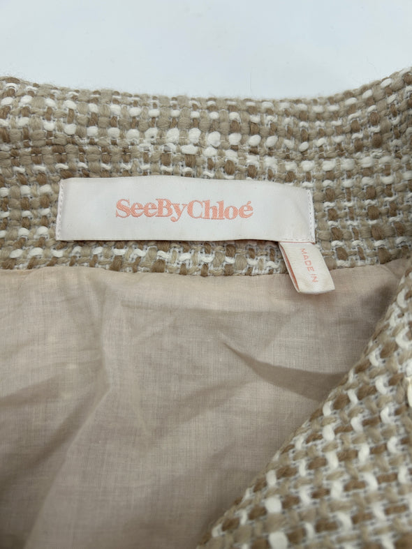 Manteau long chiné beige