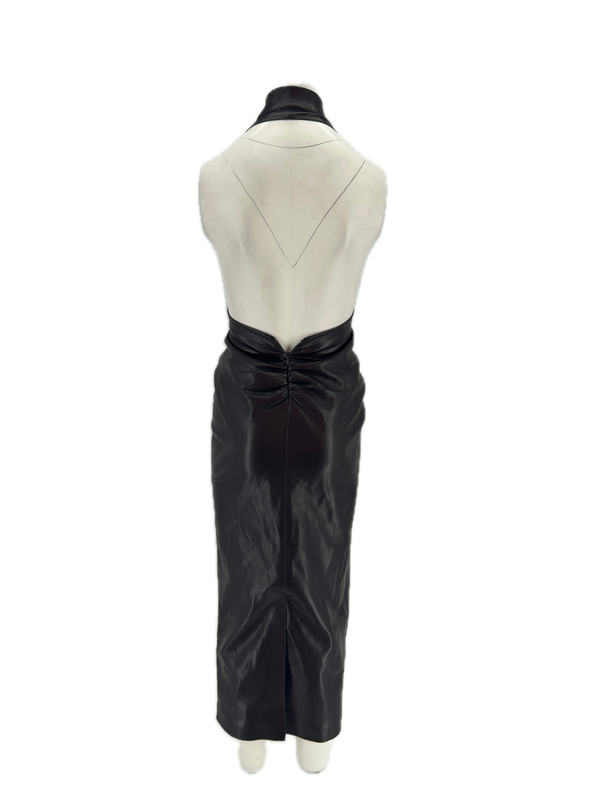 Robe marron en similicuir