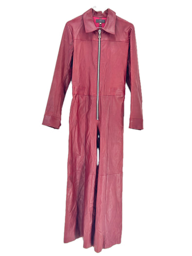 Combinaison bordeaux en cuir
