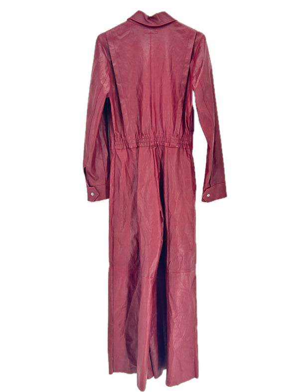 Combinaison bordeaux en cuir