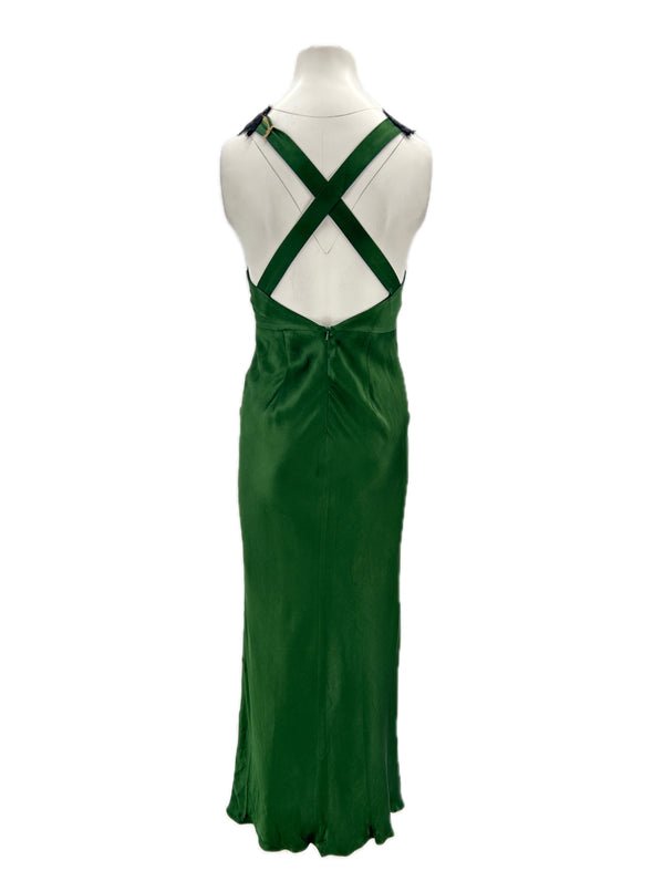 Robe satinée verte