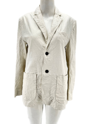 Veste en cuir froissé blanc