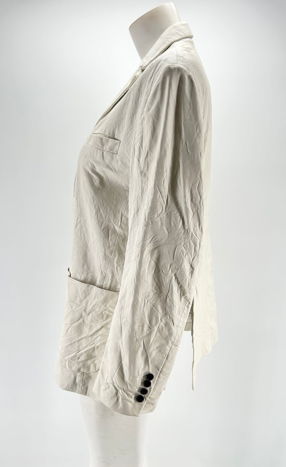 Veste en cuir froissé blanc