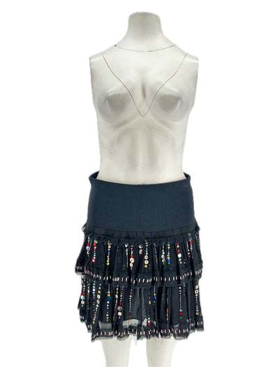 Jupe noire à volants