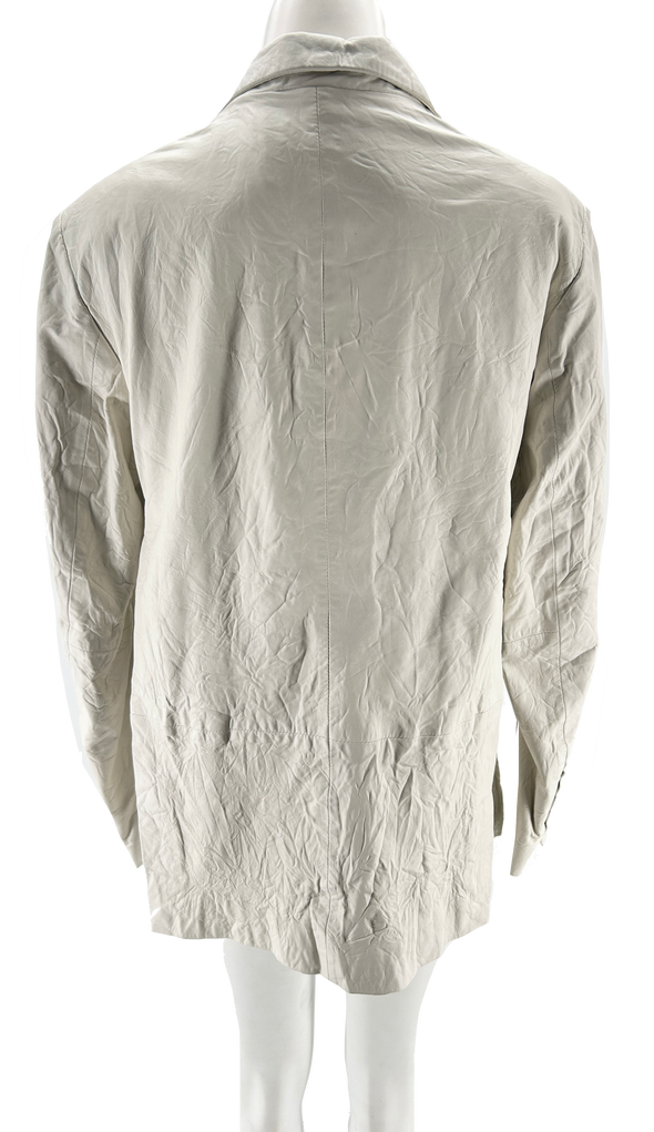 Veste en cuir froissé blanc