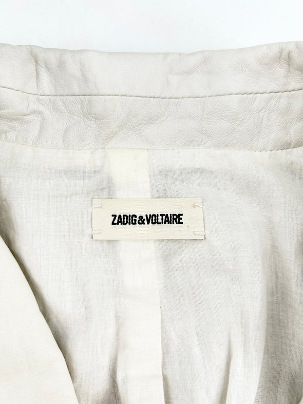 Veste en cuir froissé blanc