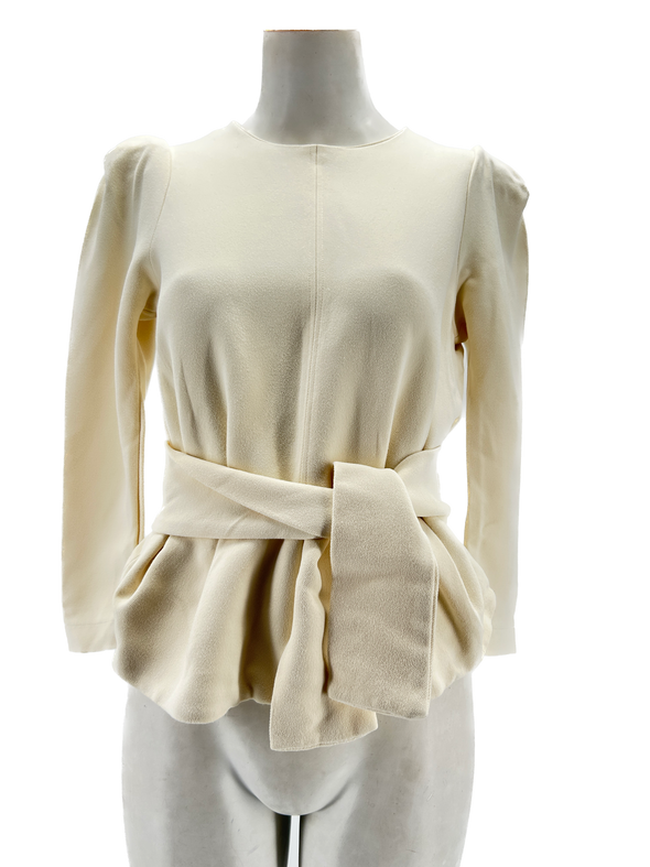 Top ceinturé blanc cassé