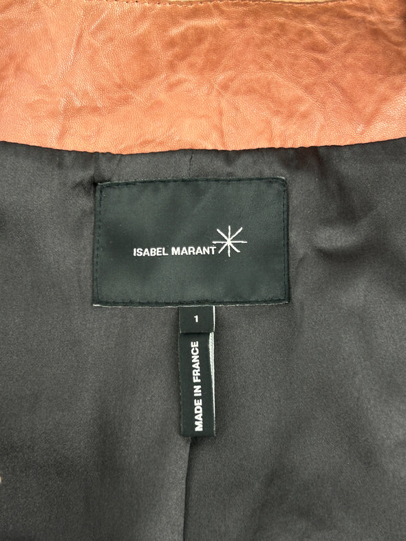 Veste en cuir marron