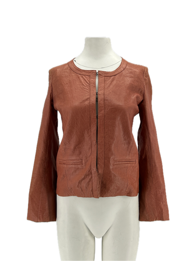 Veste en cuir marron
