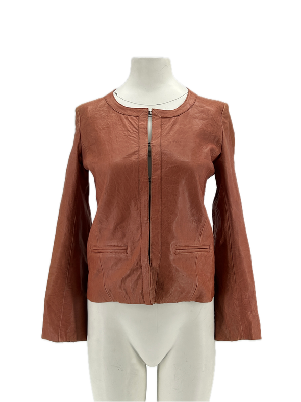 Veste en cuir marron
