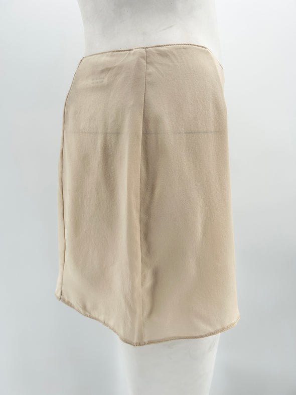 Jupe transparente beige en soie