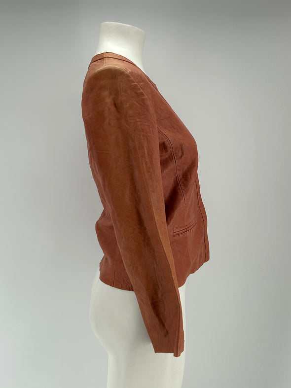 Veste en cuir marron