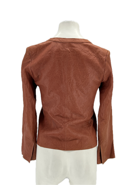 Veste en cuir marron