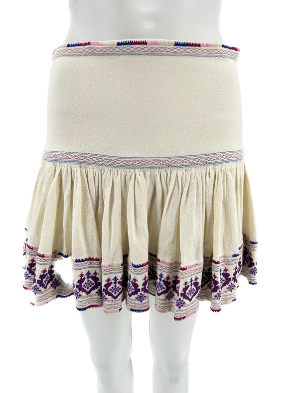 Jupe "Tyruss" beige broderies aztèques