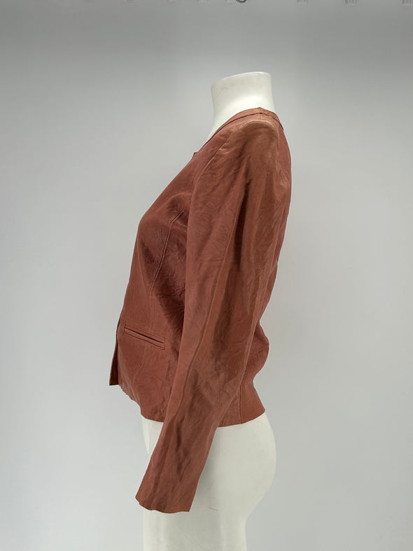 Veste en cuir marron