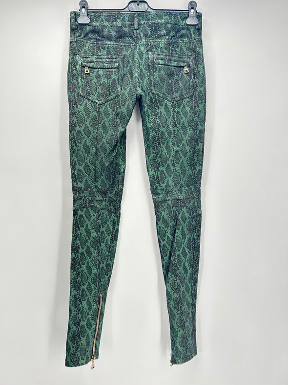 Pantalon en cuir vert et noir