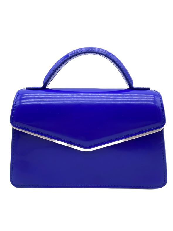 Sac à main en cuir vernis bleu