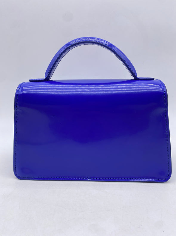 Sac à main en cuir vernis bleu