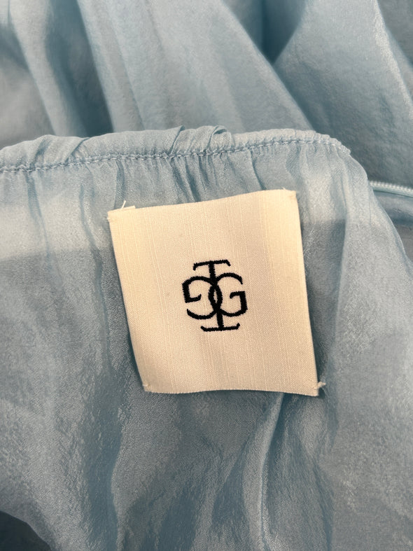 Robe drapée bleue