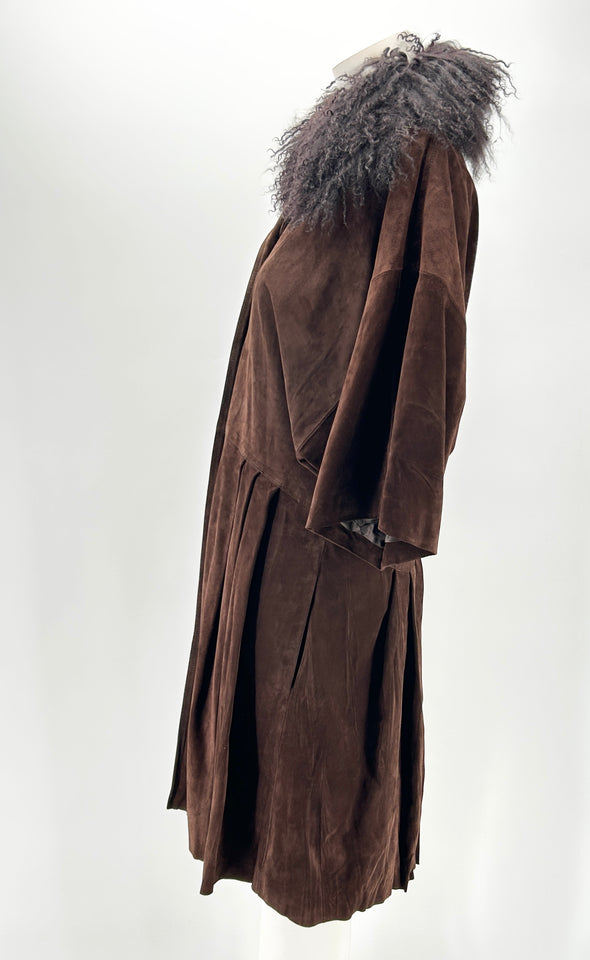 Manteau marron à fourrure