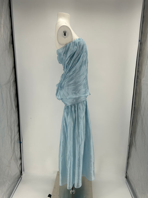 Robe drapée bleue