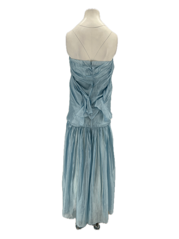 Robe drapée bleue
