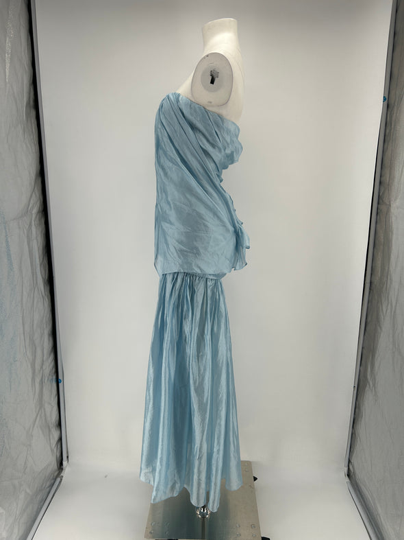 Robe drapée bleue