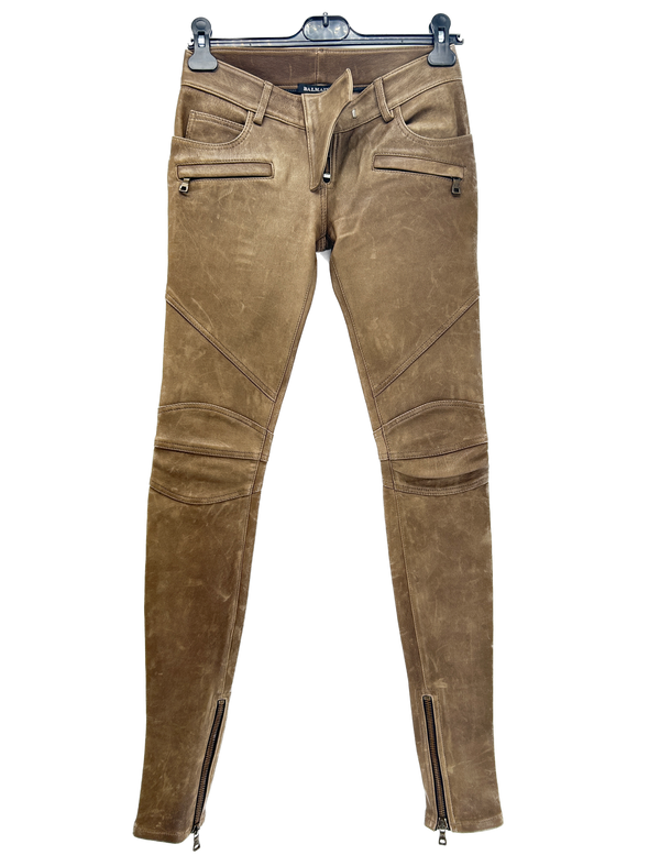 Pantalon en cuir marron