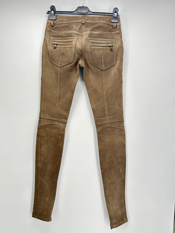 Pantalon en cuir marron