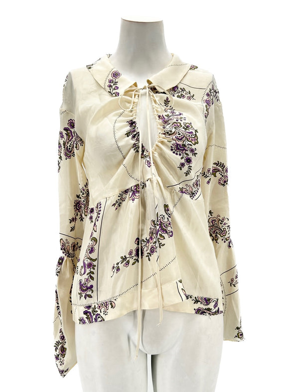 Chemise crème à fleurs