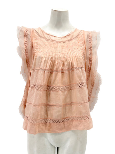 Top "Ojima" rose à volants