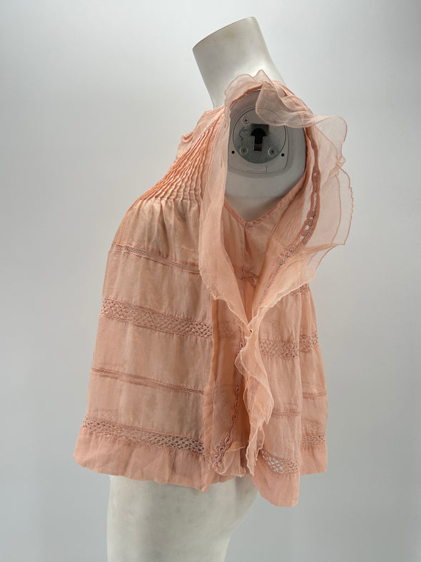 Top "Ojima" rose à volants