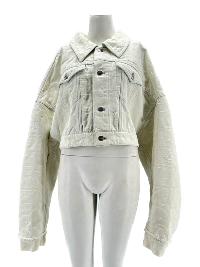 Veste en jean blanc cassé