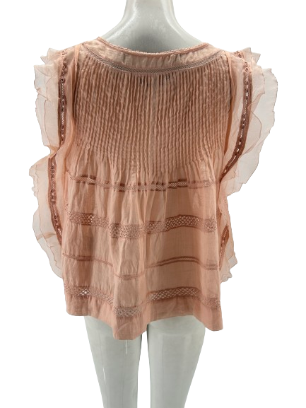 Top "Ojima" rose à volants