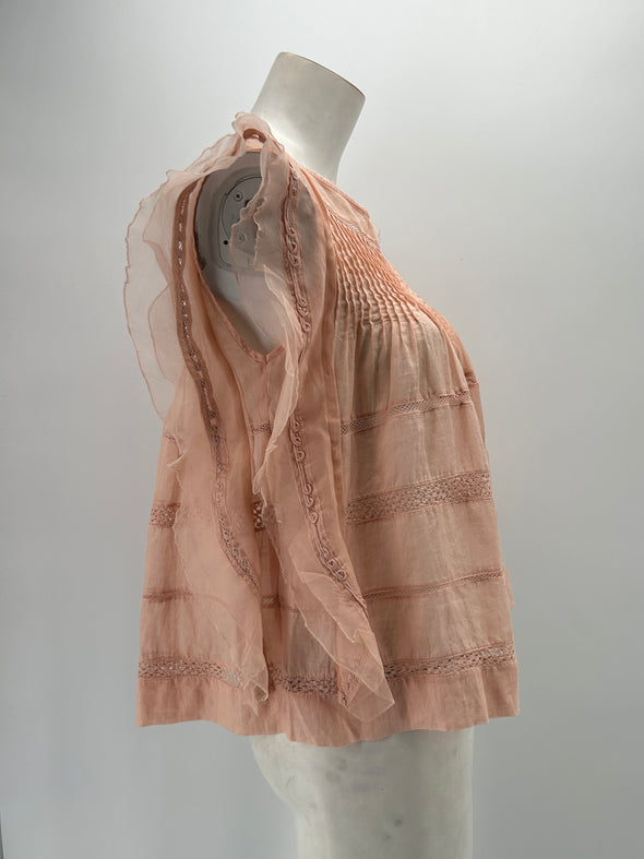 Top "Ojima" rose à volants