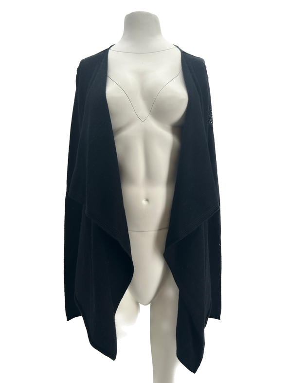 Gilet noir en cachemire à imprimé papillon