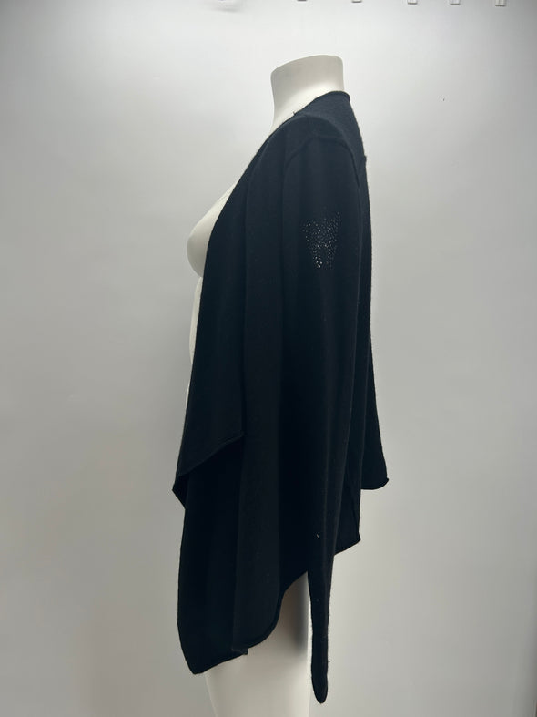 Gilet noir en cachemire à imprimé papillon