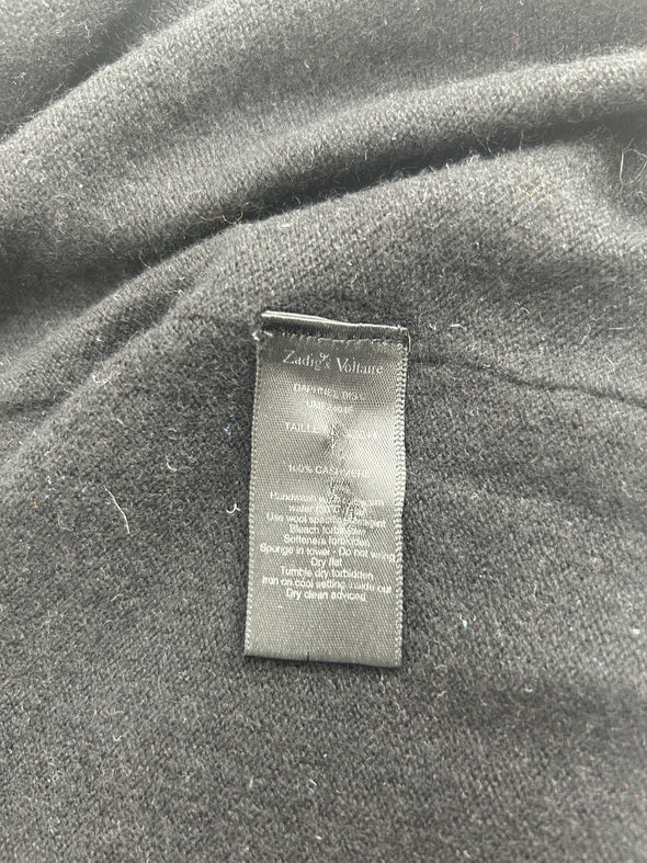Gilet noir en cachemire à imprimé papillon