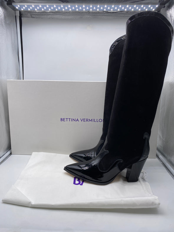 Bottes santiags en cuir vernis