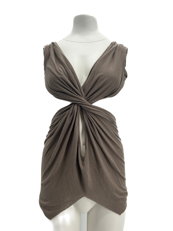 Tunique taupe à dos nu