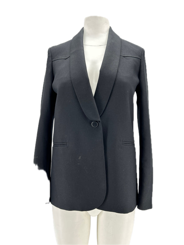 Blazer noir en laine mélangée