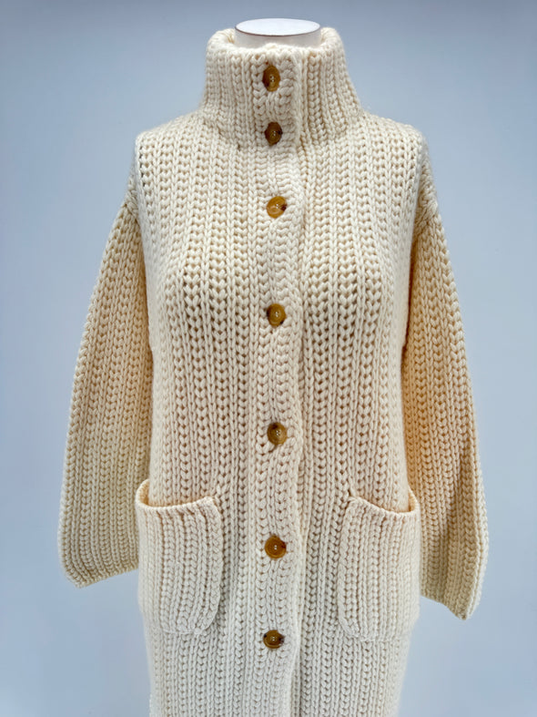 Cardigan long en tricot crème