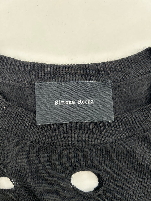 T-shirt noir à manches 3/4 à découpes