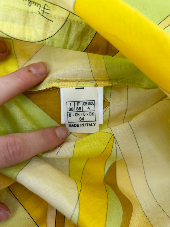 Pantalon fluide jaune à imprimé