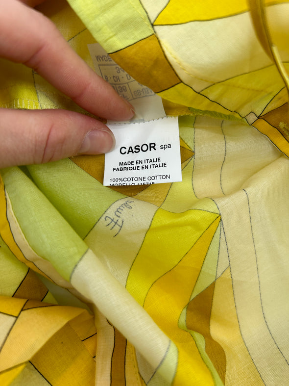 Pantalon fluide jaune à imprimé