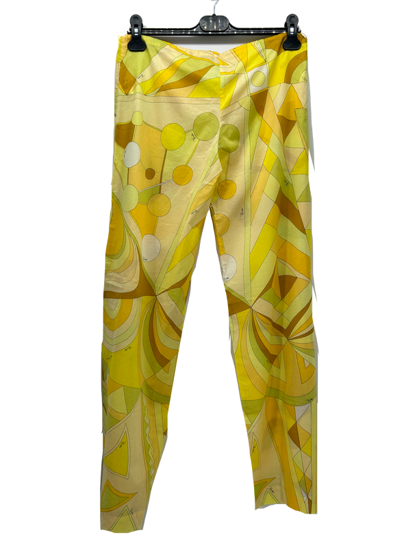 Pantalon fluide jaune à imprimé